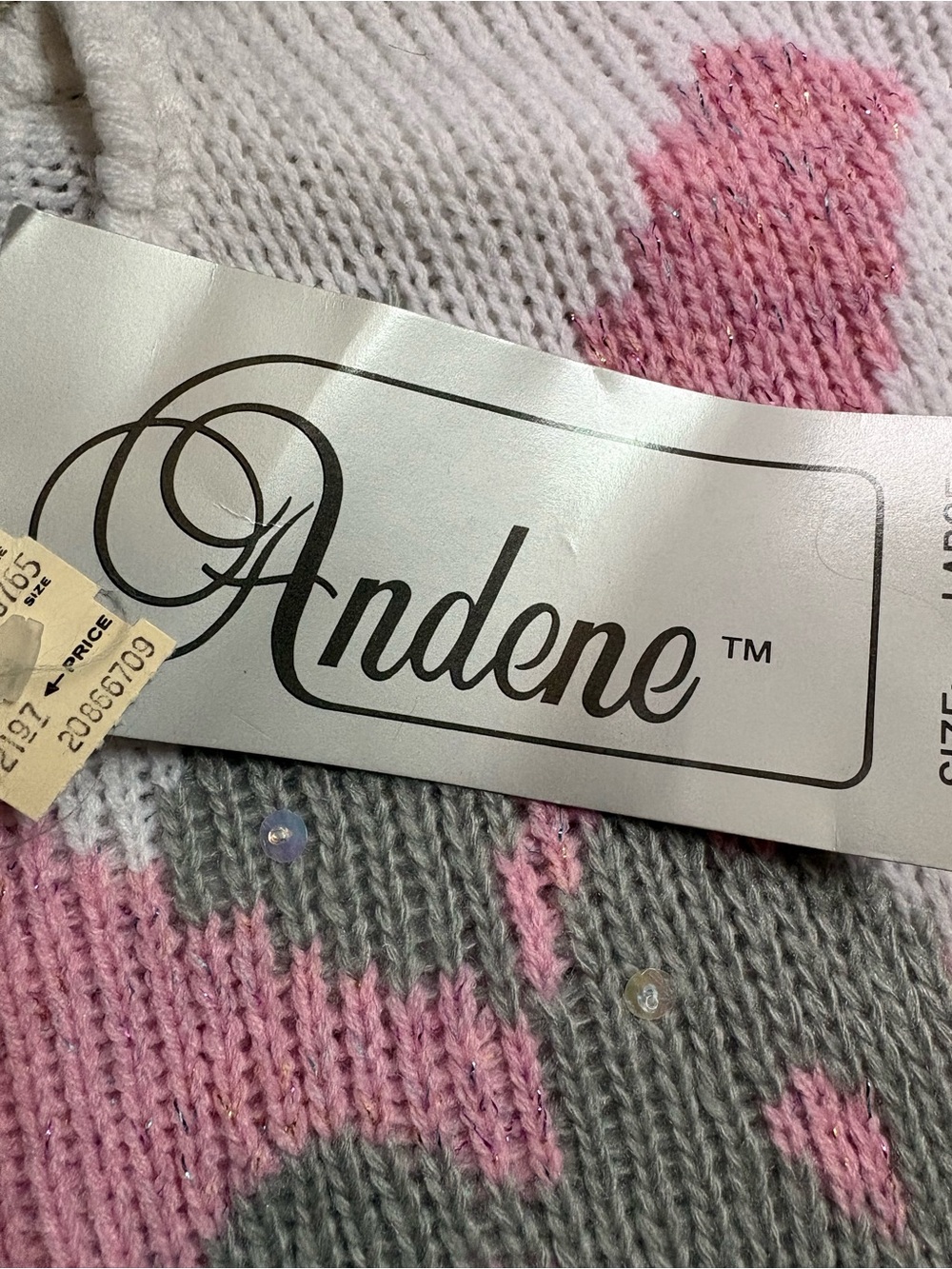 Andene Vintage 1980’s NWT Women's Floral Beaded Sequin Flower Grandma Sweater L - Picture 4 of 7